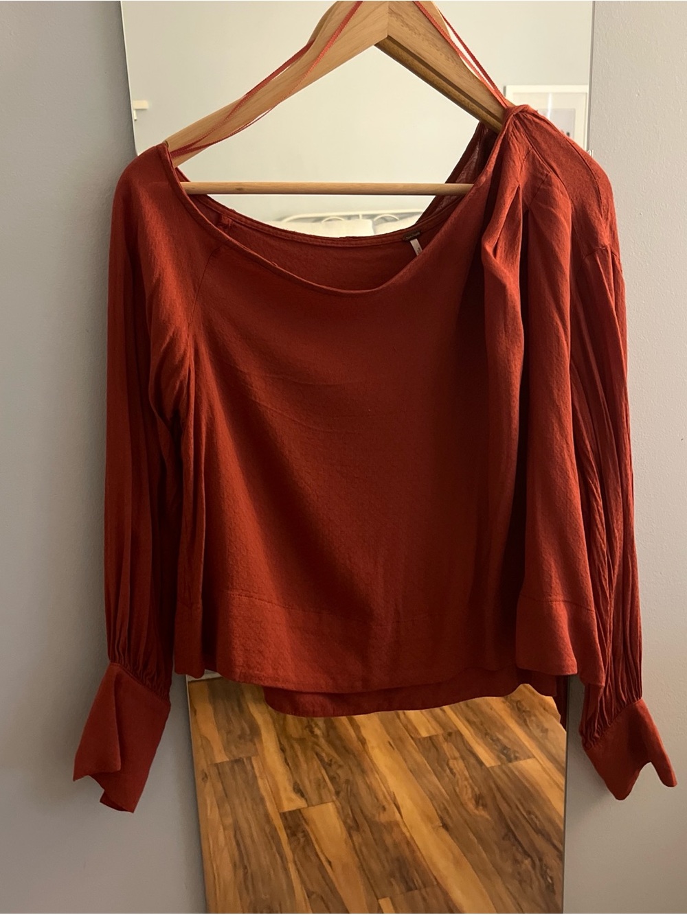 Free people rust red cotton off the shoulder blouse (size small)